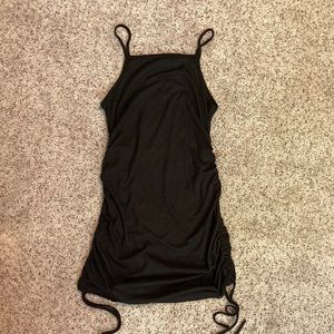 Drawstring ruched side bodycon dress